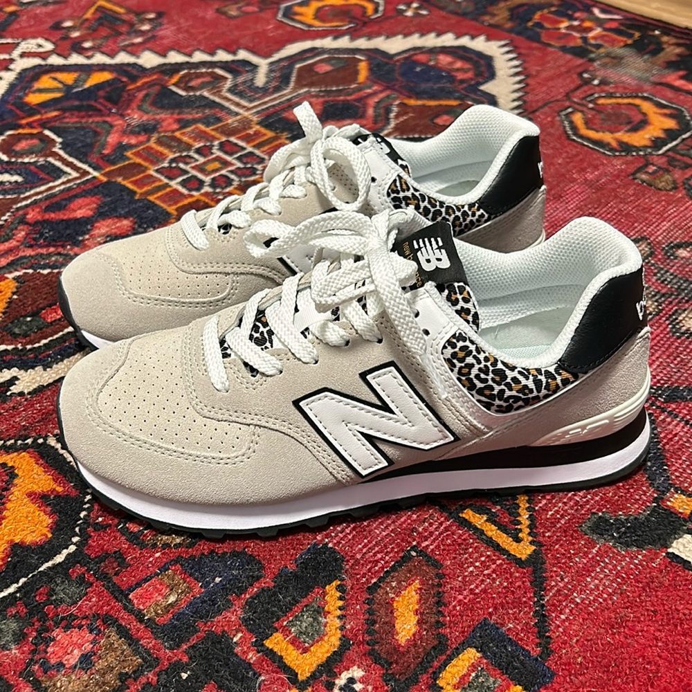New Balance 574 leopard sneakers